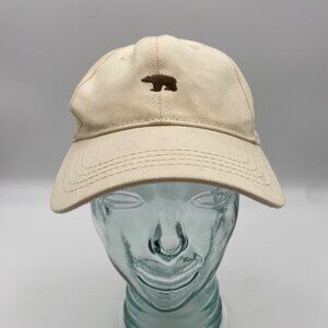 XYF Hat with Embroidered Brown Bear Strapback Adjustable One Size Cotton Beige